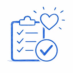 Clipboard with checkmark and heart