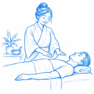 Reiki master and client