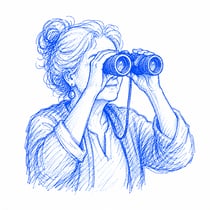 What to look for woman with binoculars