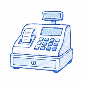 cash register taking payment processing money