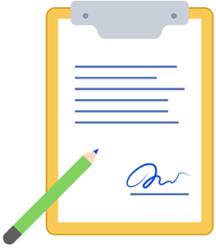 clipboard form pencil signature