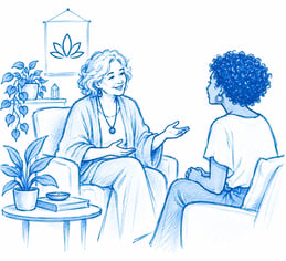 healer talking to client