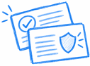index card for insurance shield and checkmark