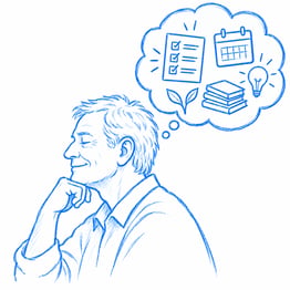 man with organized thoughts