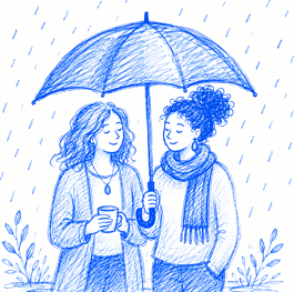 women in the rain umbrella for protection additional insured